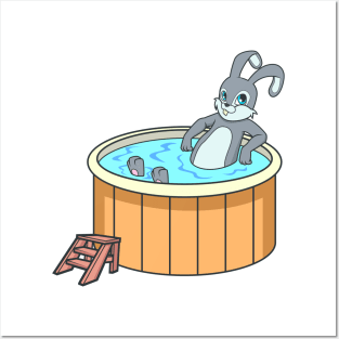 Bunny in hot tub Posters and Art